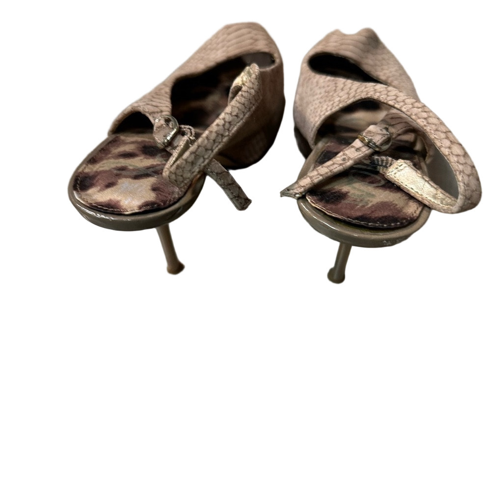 SAM Edelman Brown Taupe Reptile Like Heels Size 9 M - Picture 4 of 12